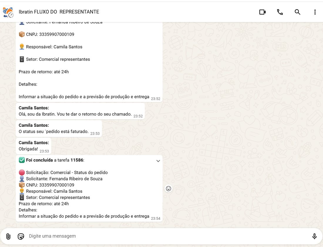 Resposta e confirmação de conclusão